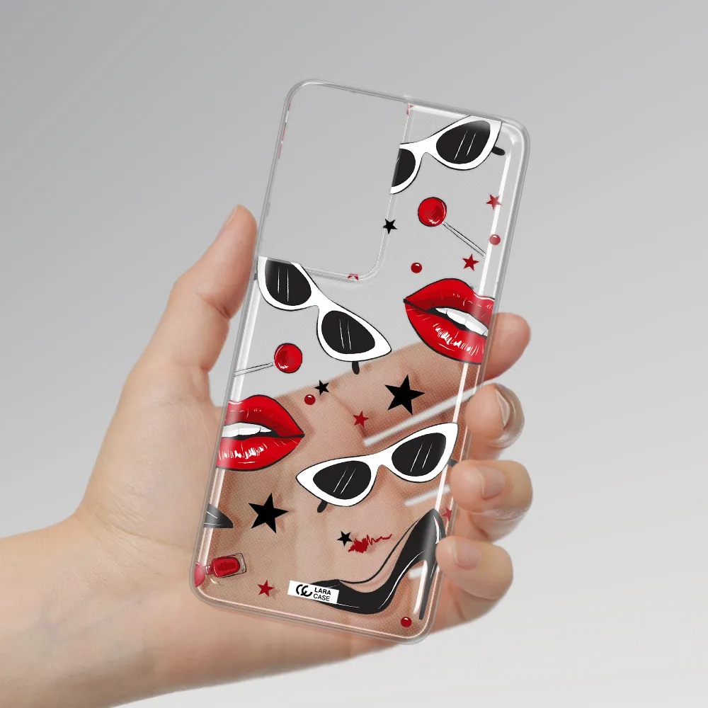 Red Lips Samsung S21 Ultra Clear TPU Case