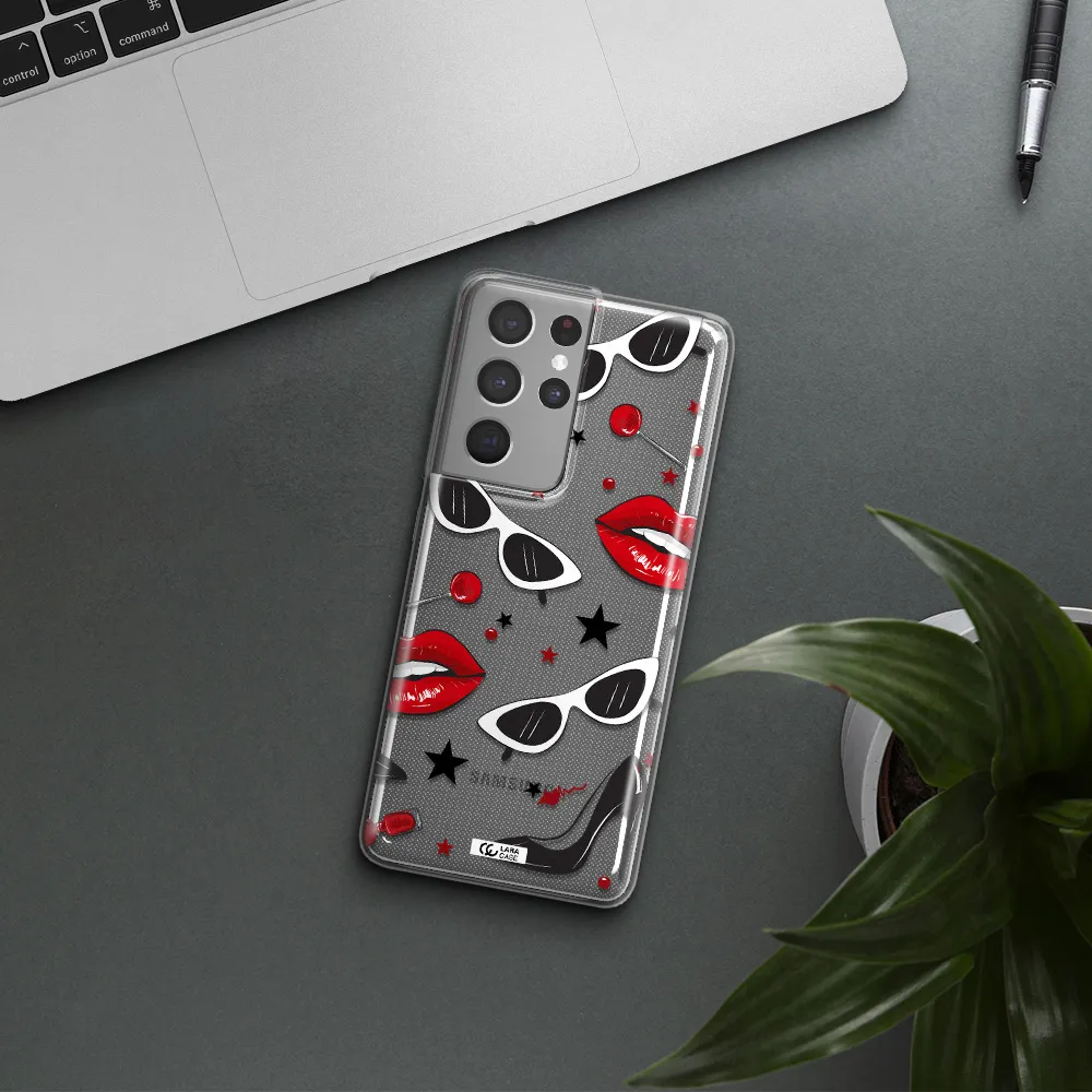 Red Lips Samsung S21 Ultra Clear TPU Case