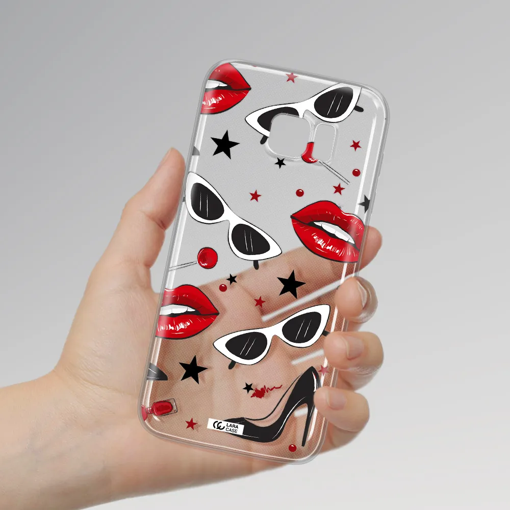 Red Lips Samsung S7 Edge Clear TPU Case