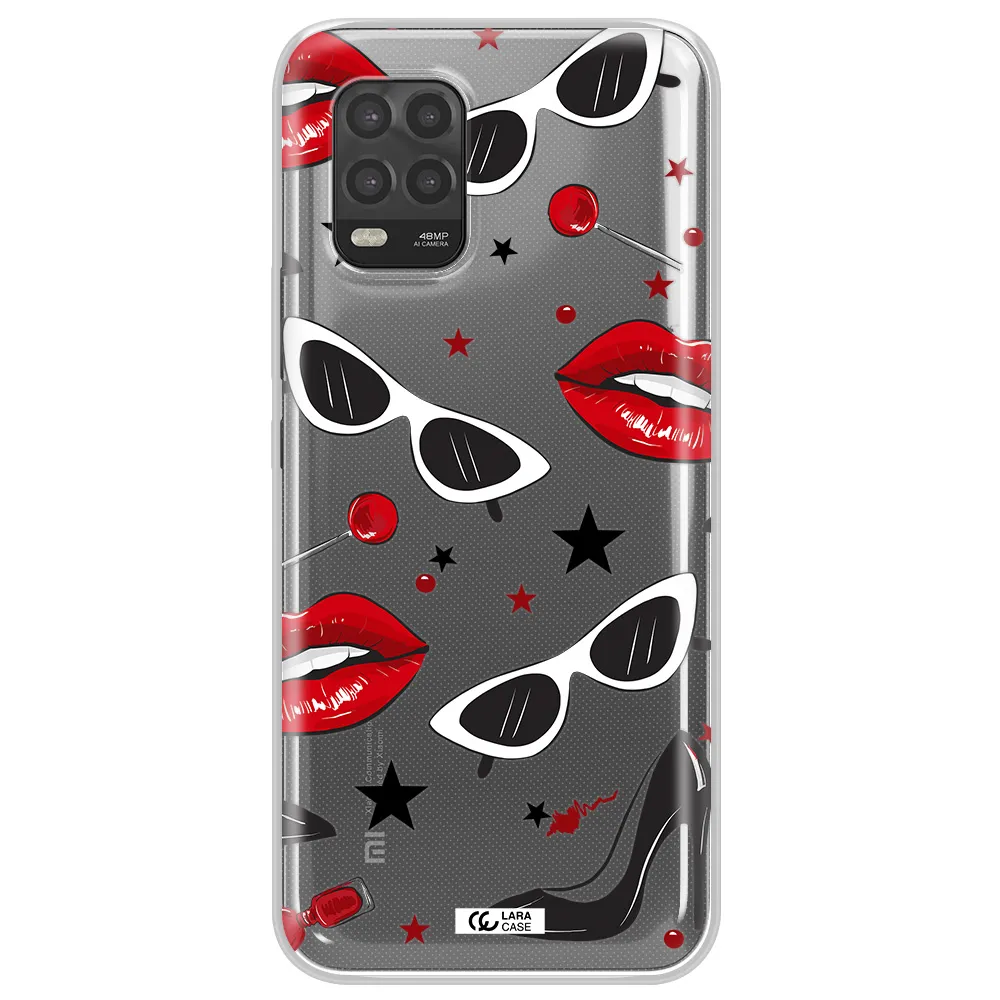 Red Lips Xiaomi Mi 10 Lite Clear TPU Case