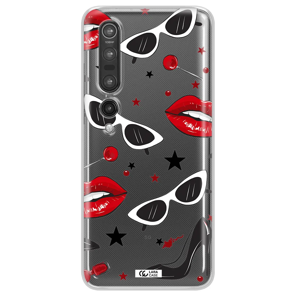 Red Lips Xiaomi Mi 10 Pro Clear TPU Case
