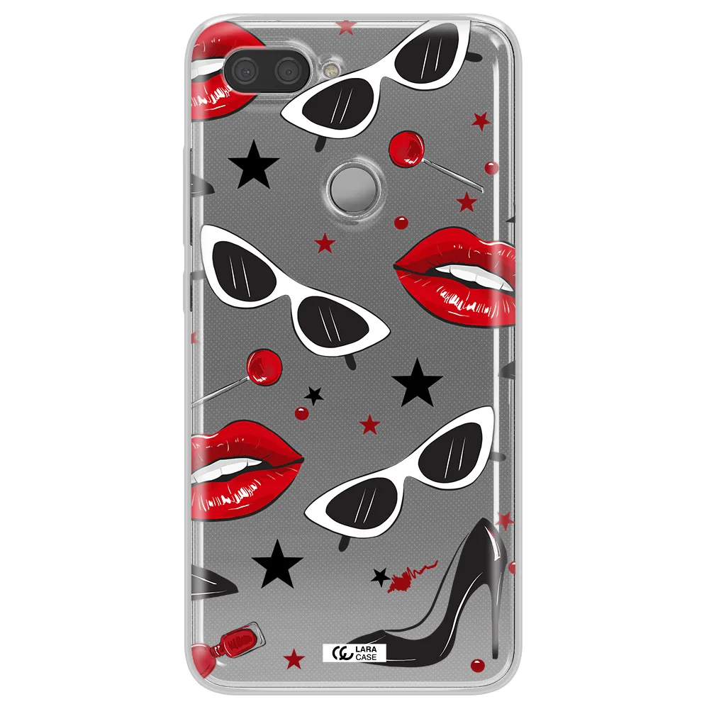 Red Lips Xiaomi Mi 8 Lite Clear TPU Case