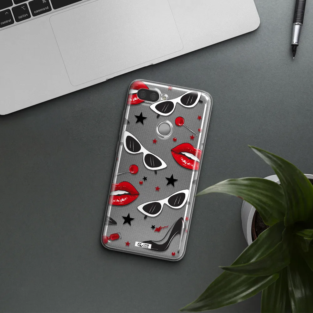 Red Lips Xiaomi Mi 8 Lite Clear TPU Case