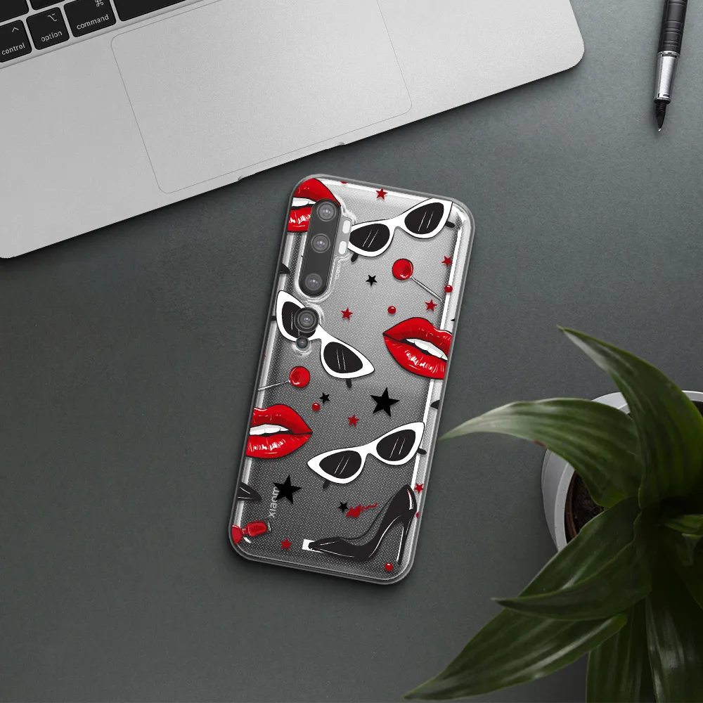 Red Lips Xiaomi Mi Note 10 Clear TPU Case