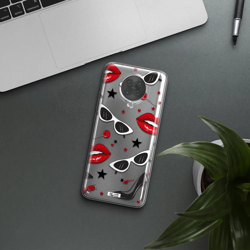 Red Lips Xiaomi Poco F2 Pro Clear TPU Case