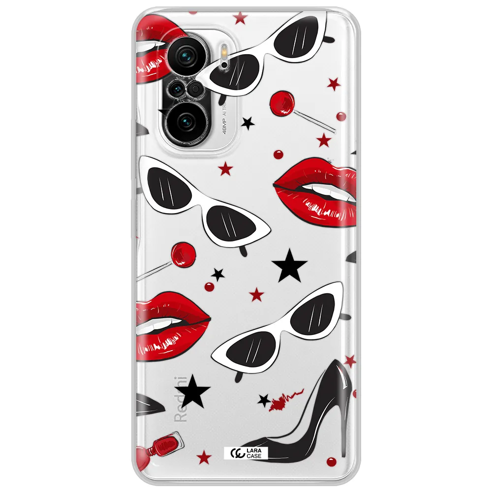 Red Lips Xiaomi Poco F3 Clear Tpu Case