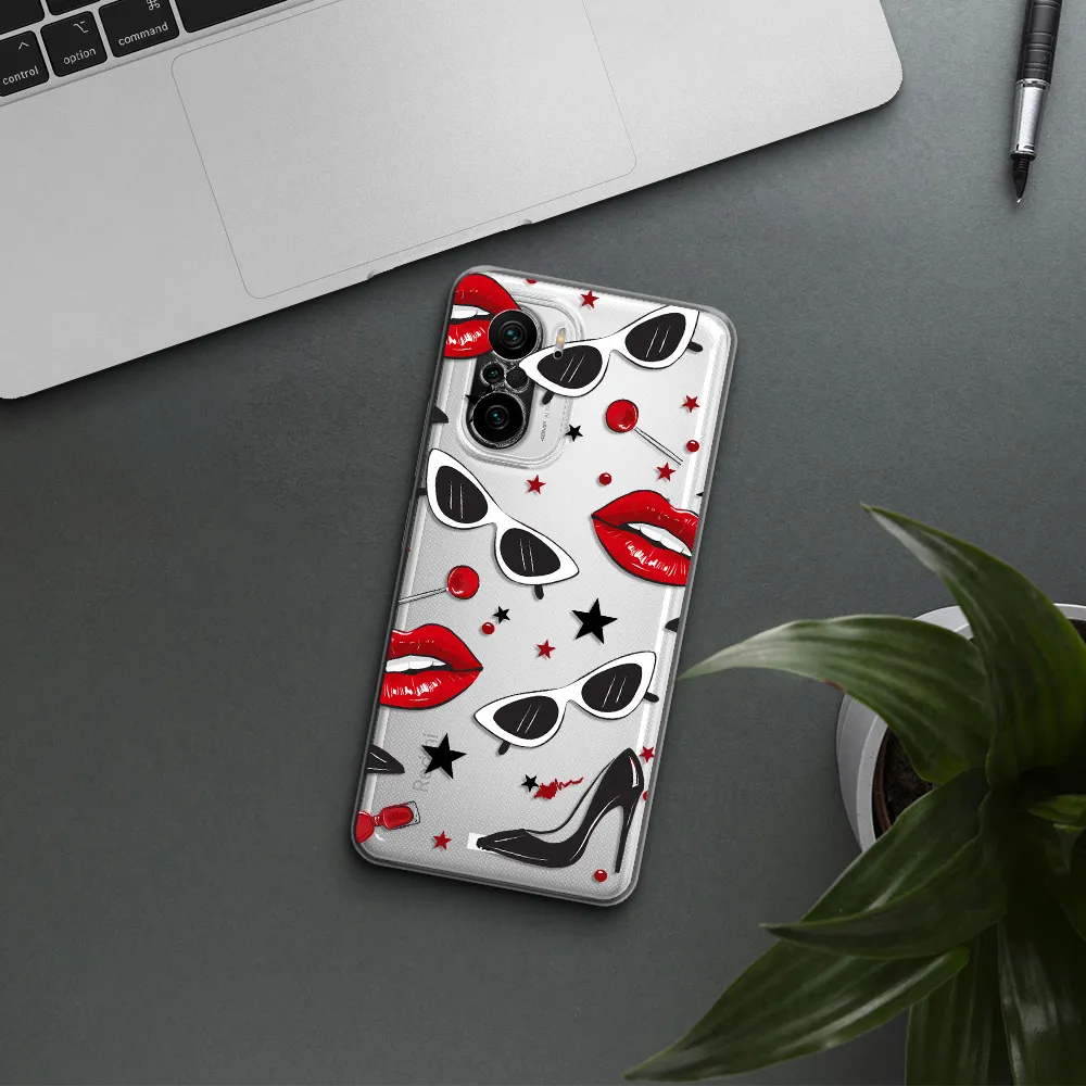 Red Lips Xiaomi Poco F3 Clear Tpu Case