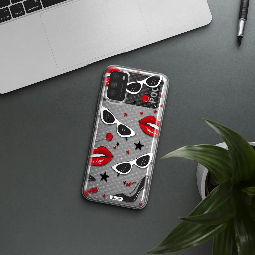Red Lips Xiaomi Poco M3 Clear TPU Case