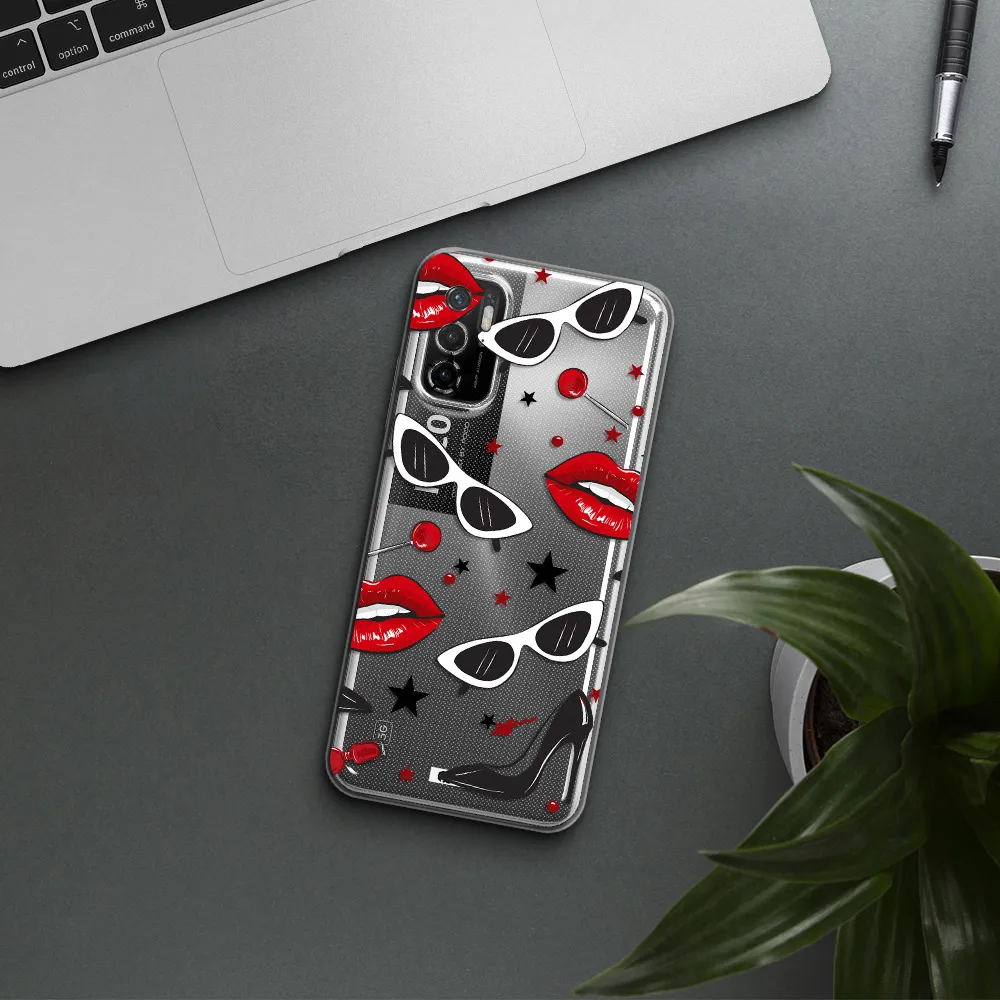 Red Lips Xiaomi Poco M3 Pro Clear Tpu Case