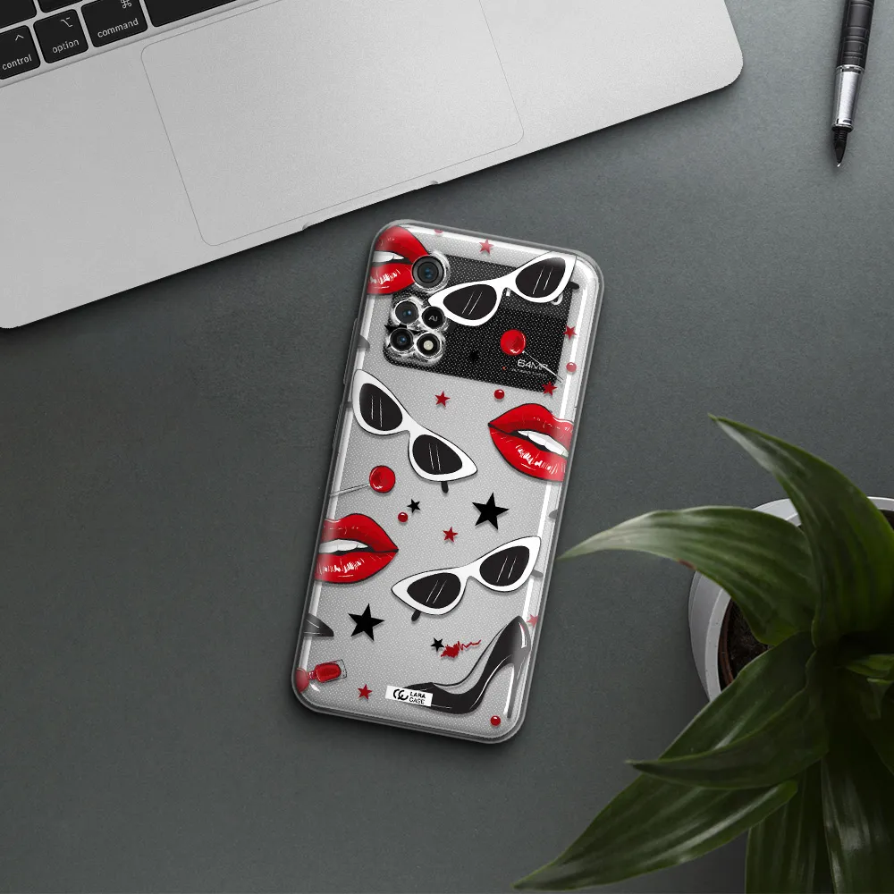 Red Lips Xiaomi Poco M4 Pro 4G Clear Tpu Case
