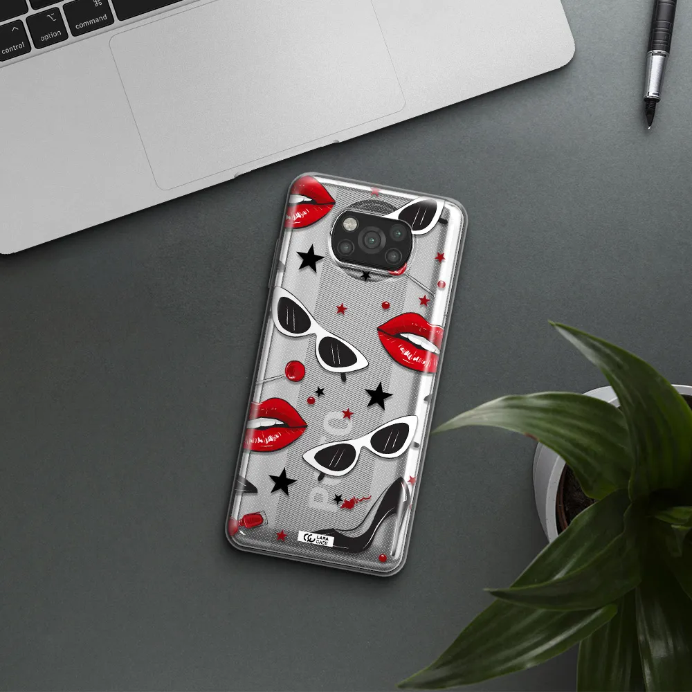 Red Lips Xiaomi Poco X3 Clear TPU Case