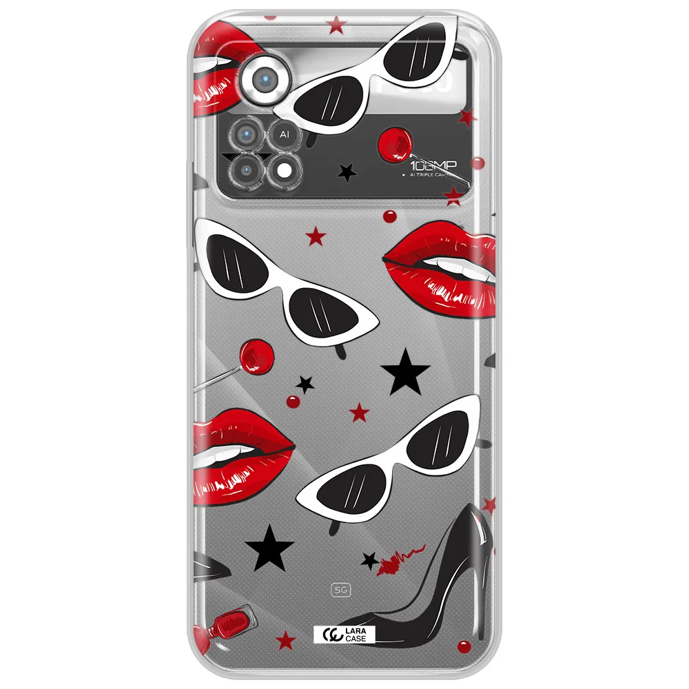 Red Lips Xiaomi Poco X4 Pro Clear TPU Case