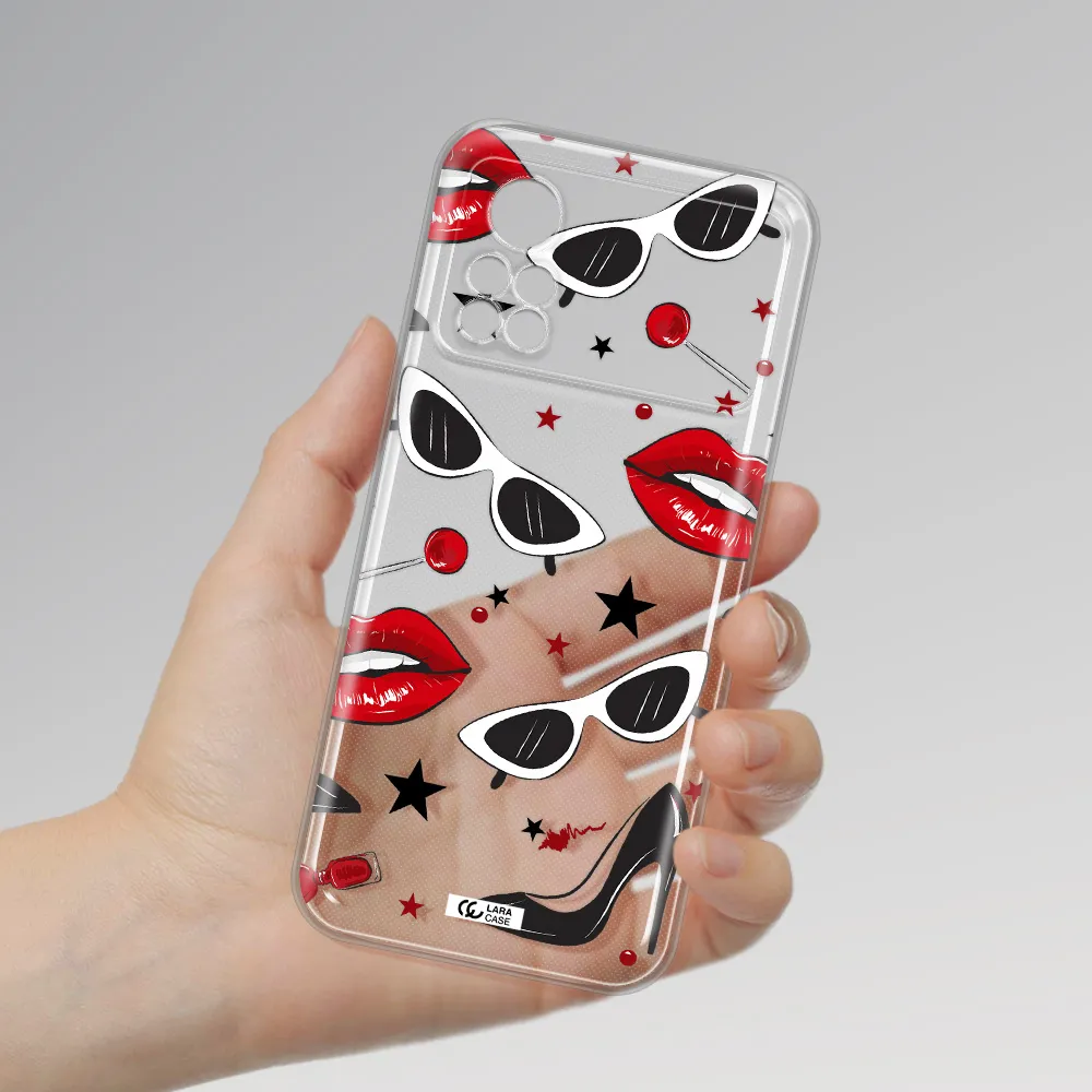 Red Lips Xiaomi Poco X4 Pro Clear TPU Case