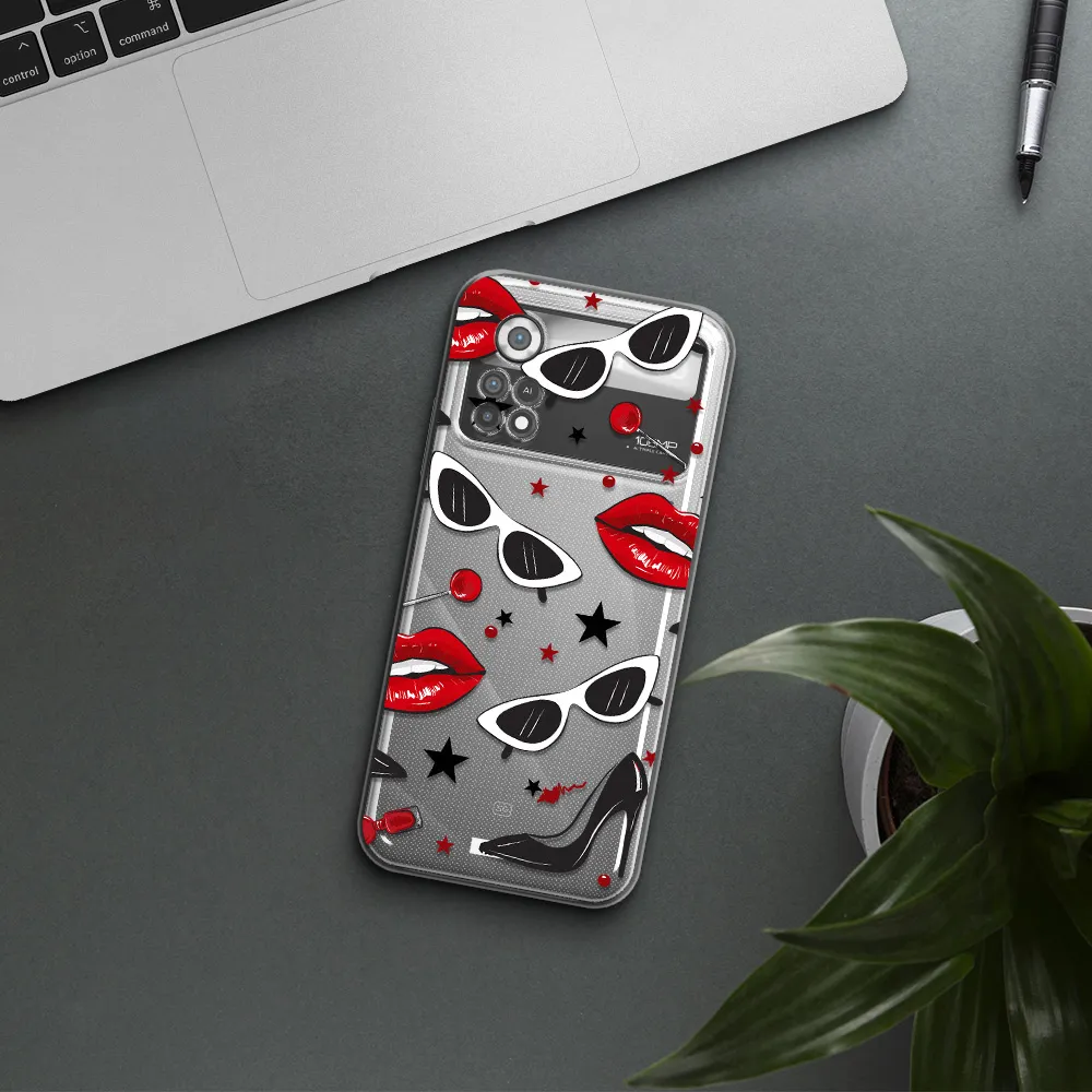 Red Lips Xiaomi Poco X4 Pro Clear TPU Case