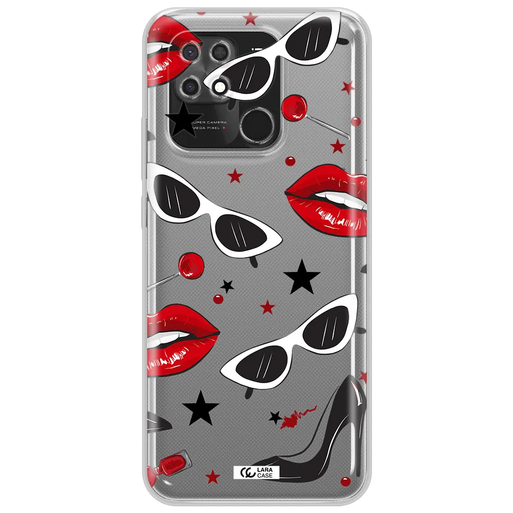 Red Lips Xiaomi Redmi 10C Clear TPU Case