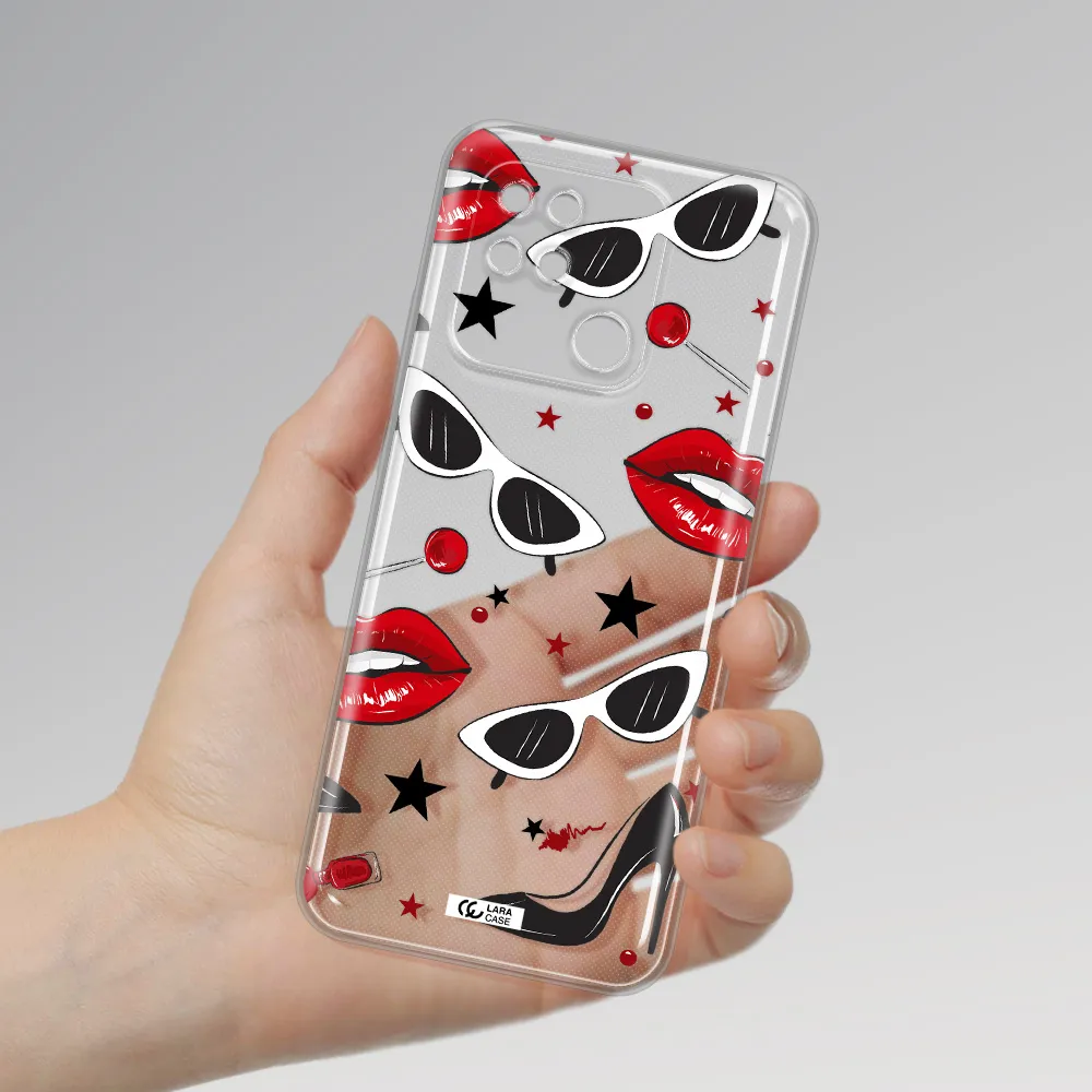 Red Lips Xiaomi Redmi 10C Clear TPU Case