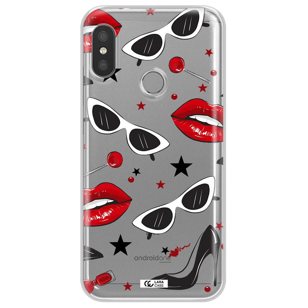 Red Lips Xiaomi Redmi 6 Pro Clear TPU Case