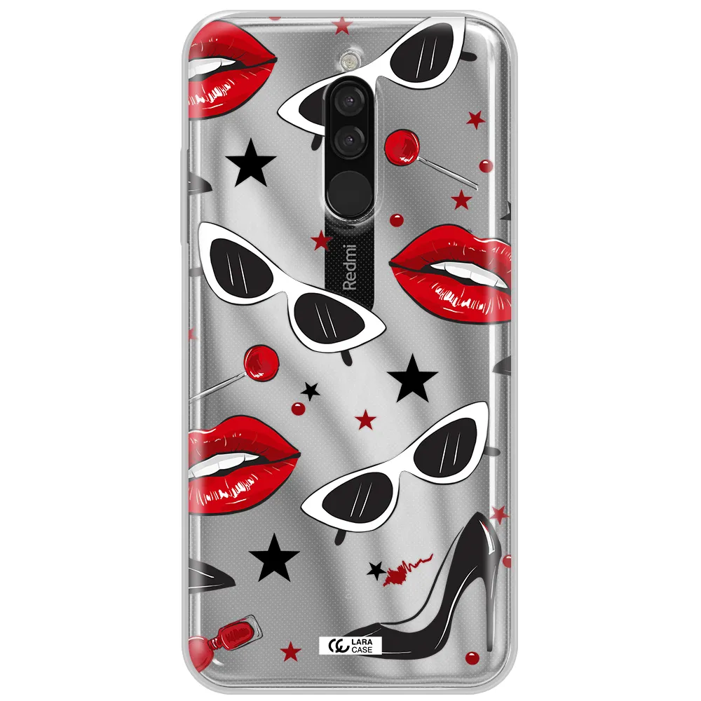 Red Lips Xiaomi Redmi 8 Clear Tpu Case
