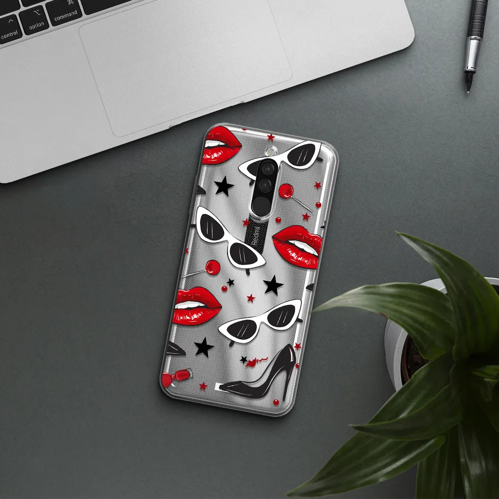 Red Lips Xiaomi Redmi 8 Clear Tpu Case