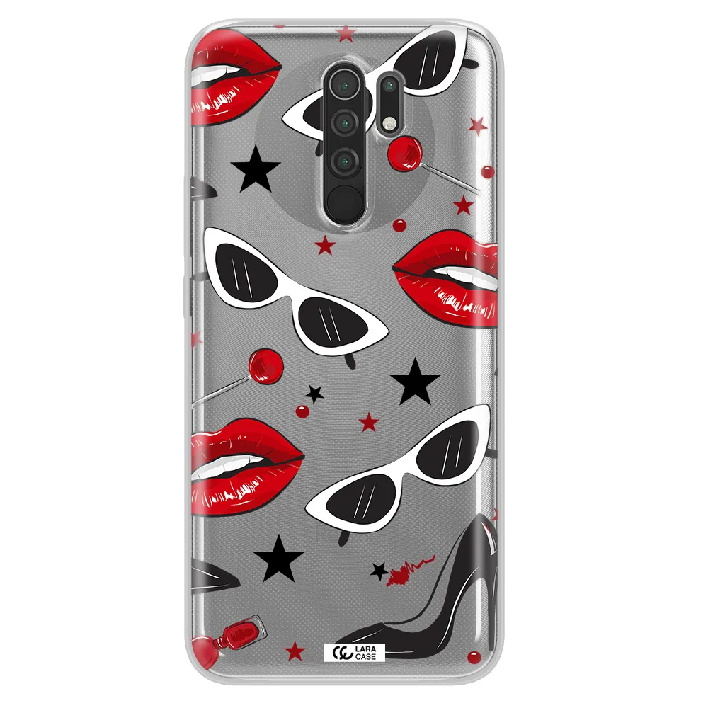 Red Lips Xiaomi Redmi 9 Clear TPU Case