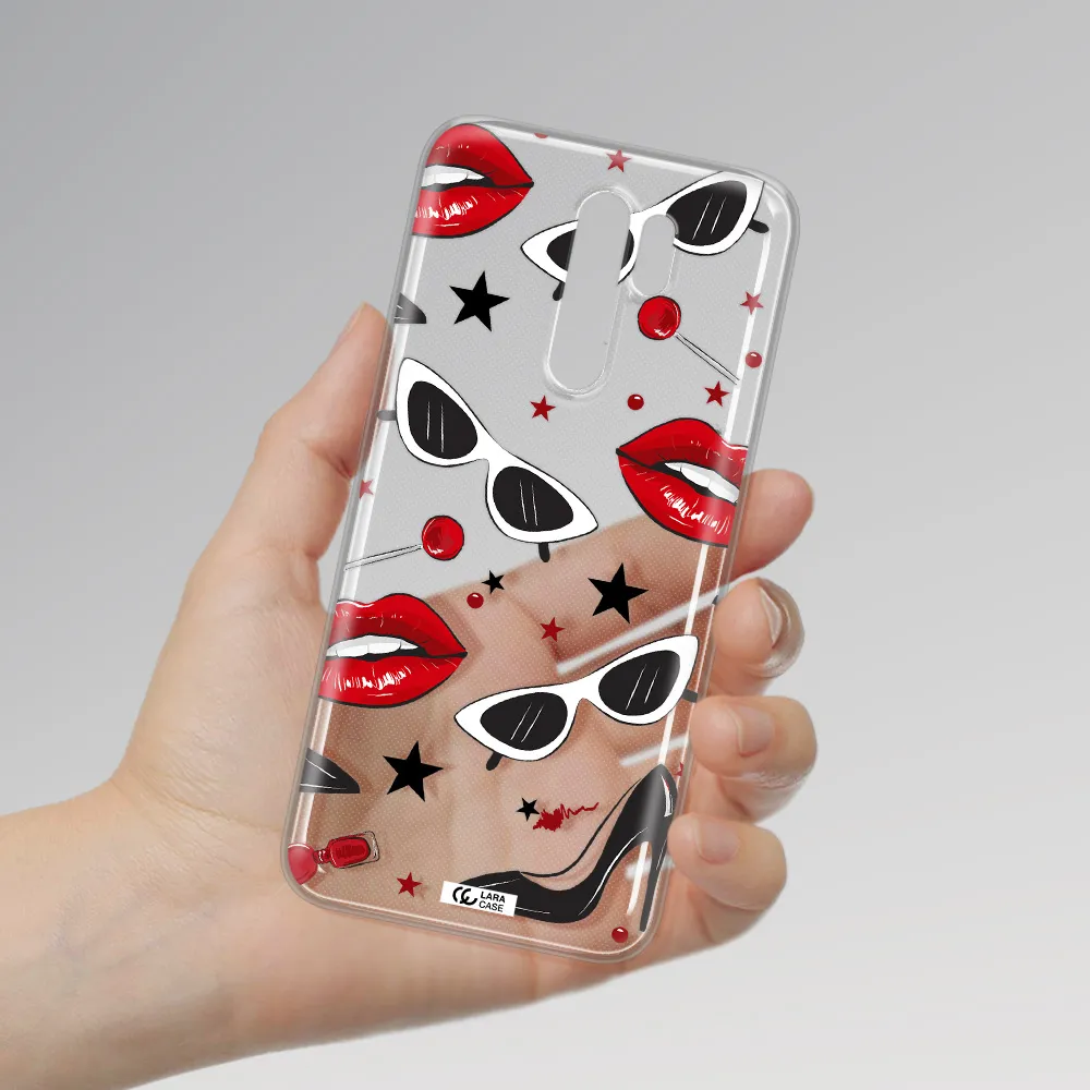 Red Lips Xiaomi Redmi 9 Clear TPU Case