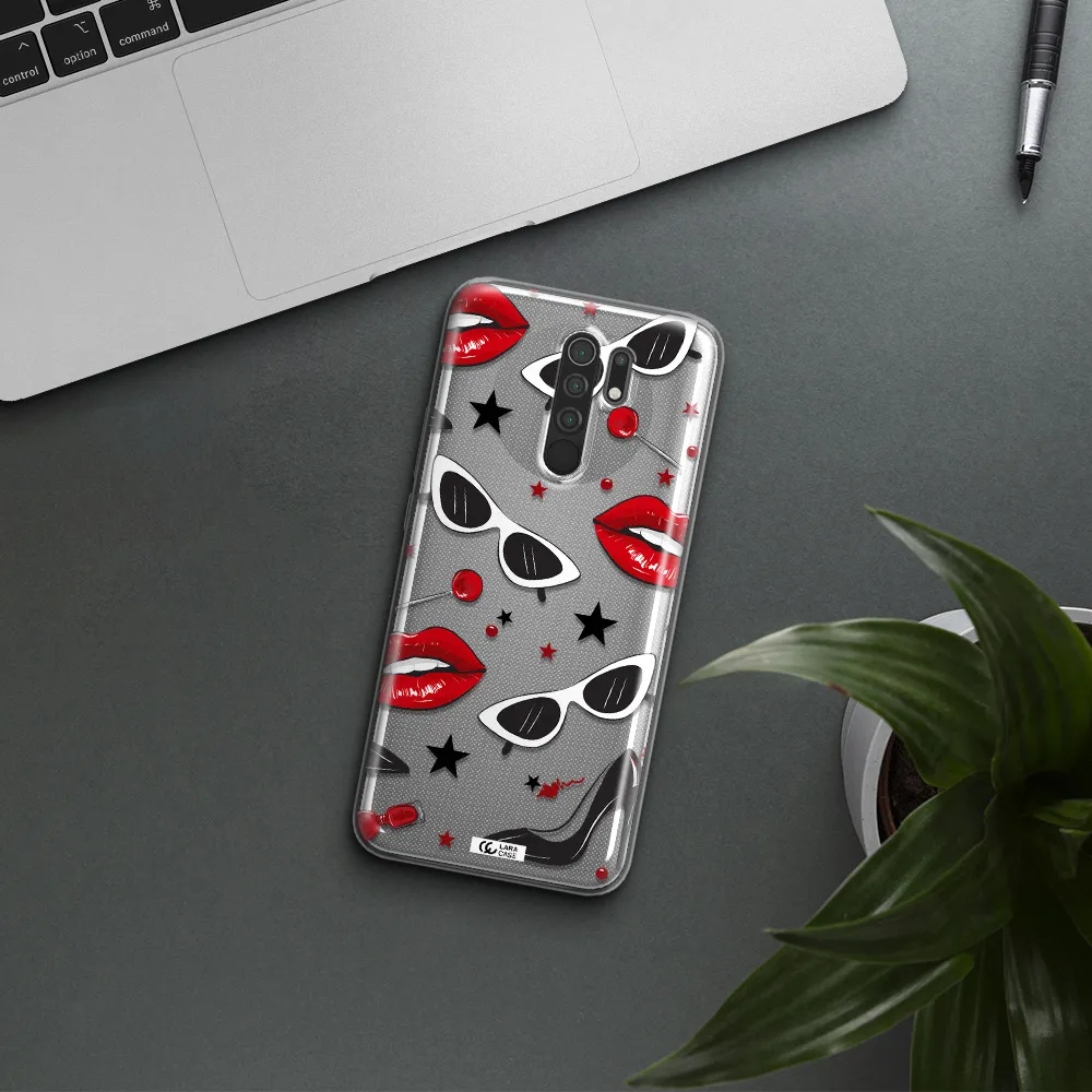 Red Lips Xiaomi Redmi 9 Clear TPU Case