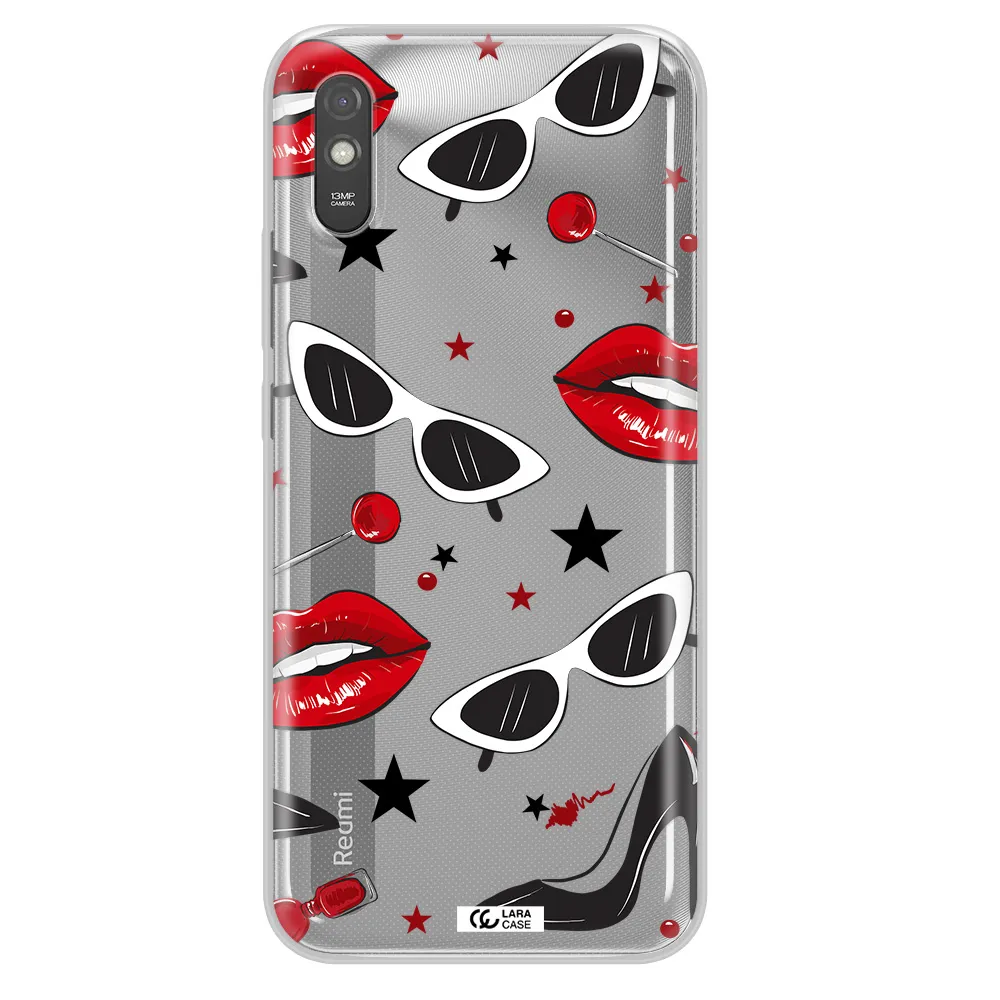 Red Lips Xiaomi Redmi 9A Clear TPU Case