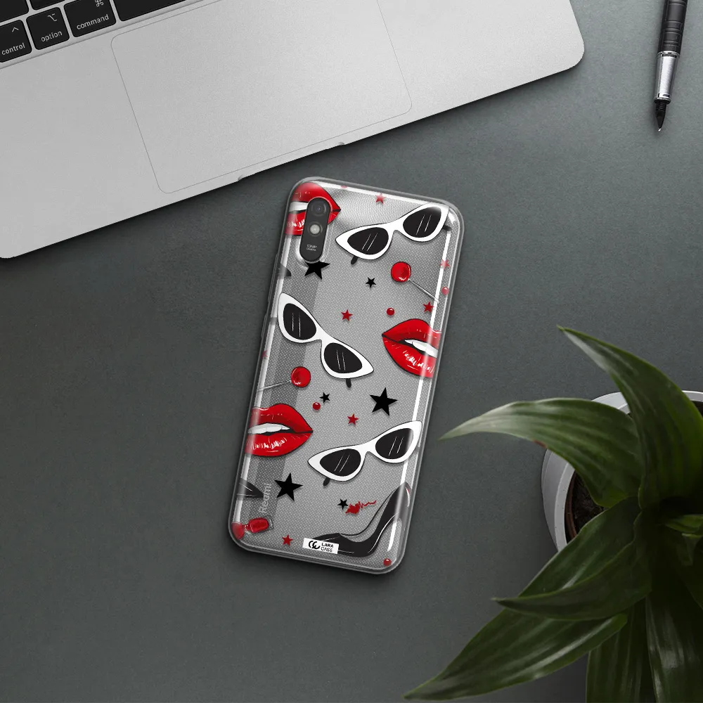 Red Lips Xiaomi Redmi 9A Clear TPU Case