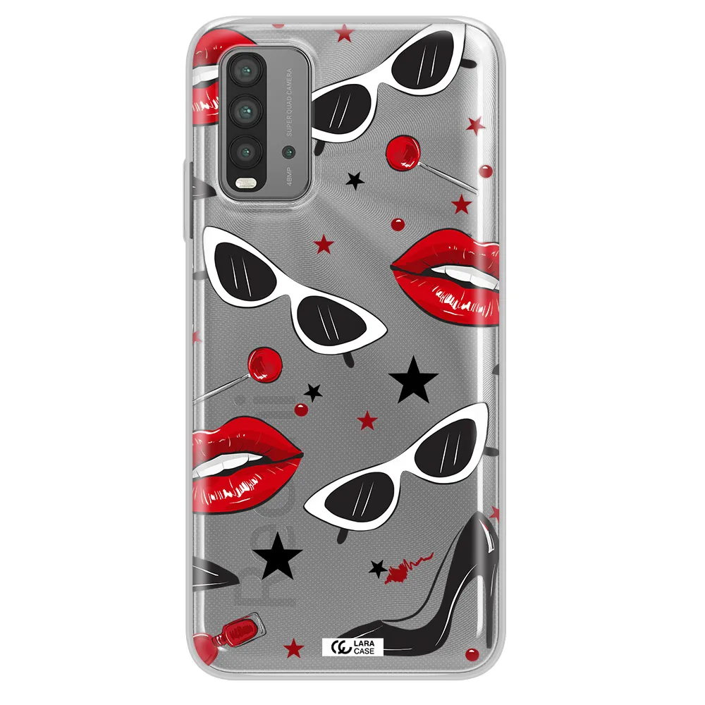 Red Lips Xiaomi Redmi 9T Clear TPU Case