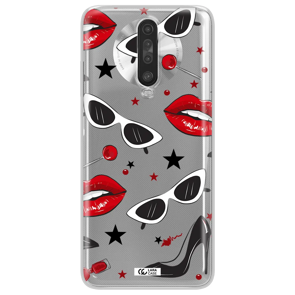 Red Lips Xiaomi Redmi K30 Clear TPU Case