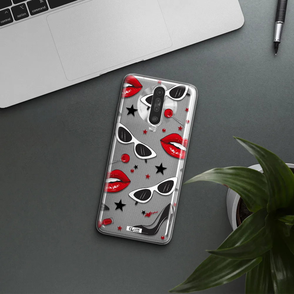 Red Lips Xiaomi Redmi K30 Clear TPU Case