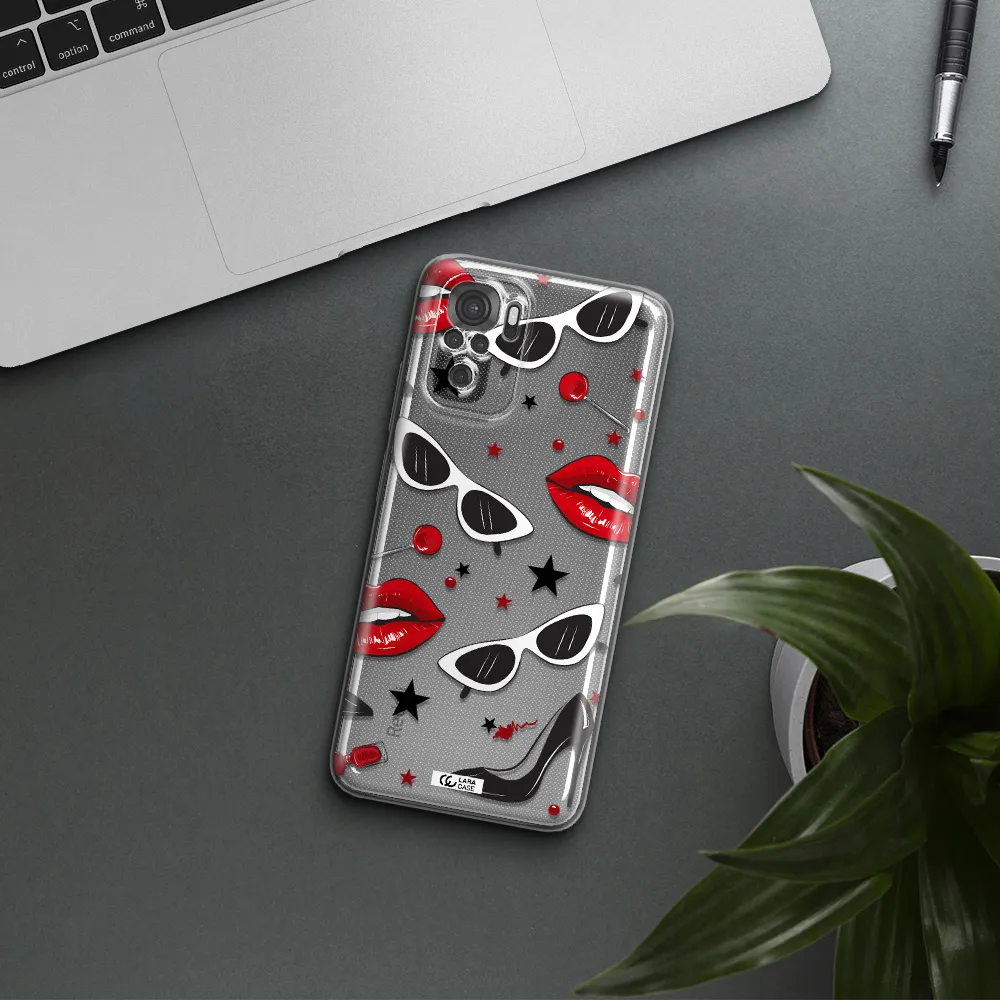 Red Lips Xiaomi Redmi Note 10S Clear Tpu Case