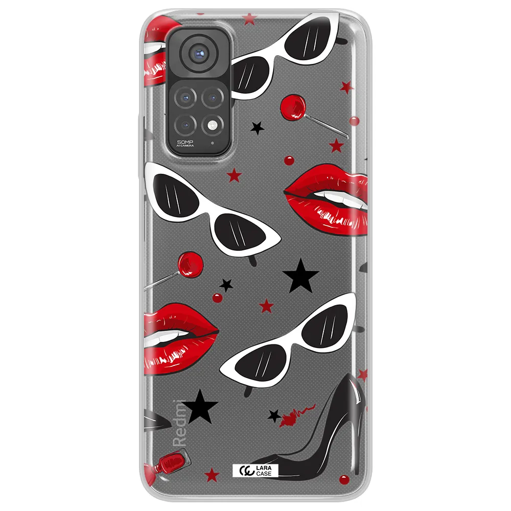 Red Lips Xiaomi Redmi Note 11 Clear TPU Case