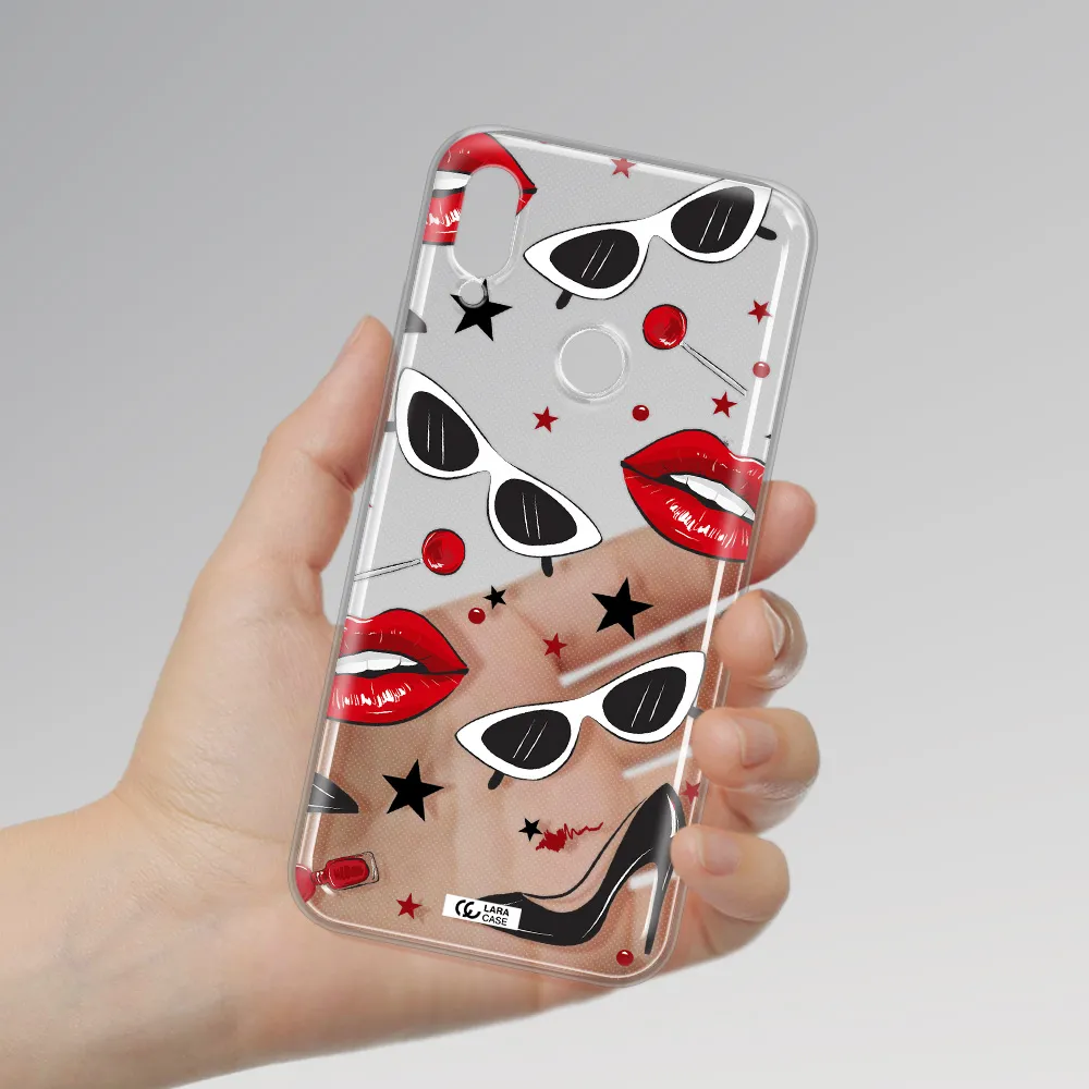 Red Lips Xiaomi Redmi Note 7 Clear TPU Case