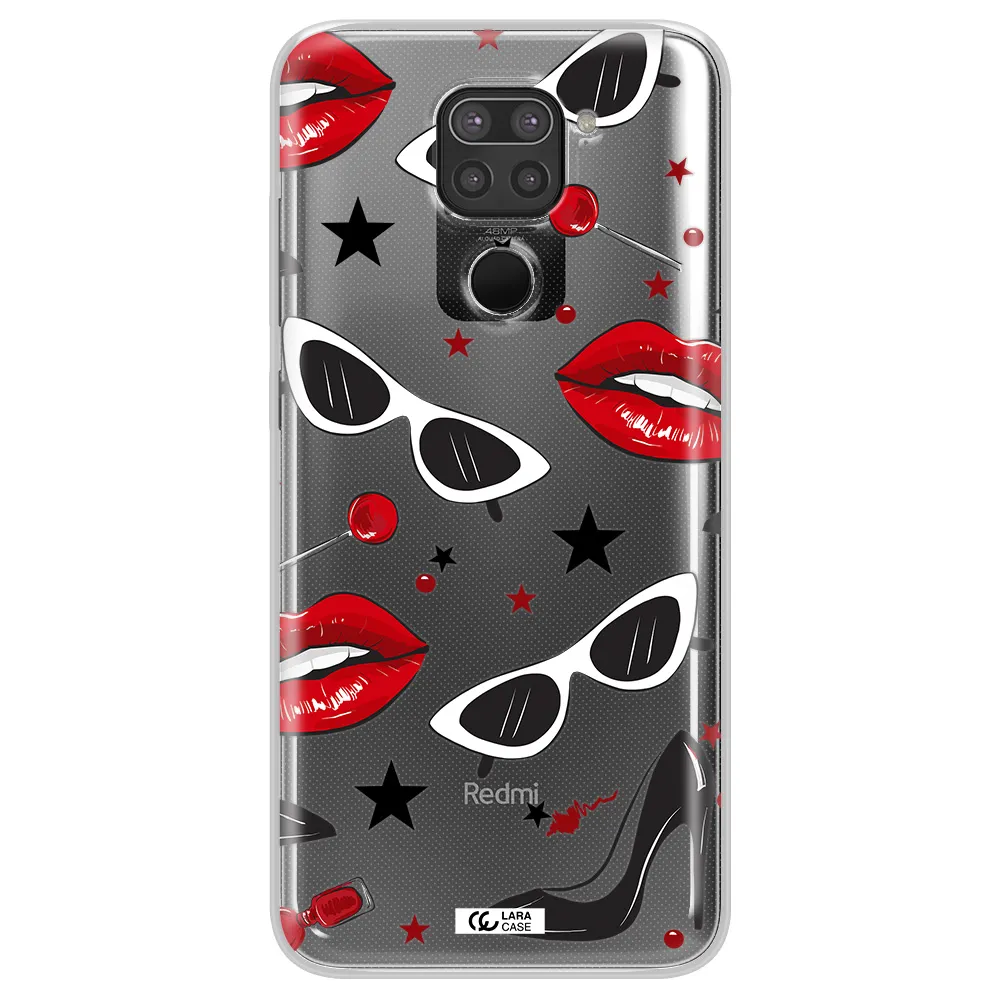 Red Lips Xiaomi Redmi Note 9 Clear TPU Case