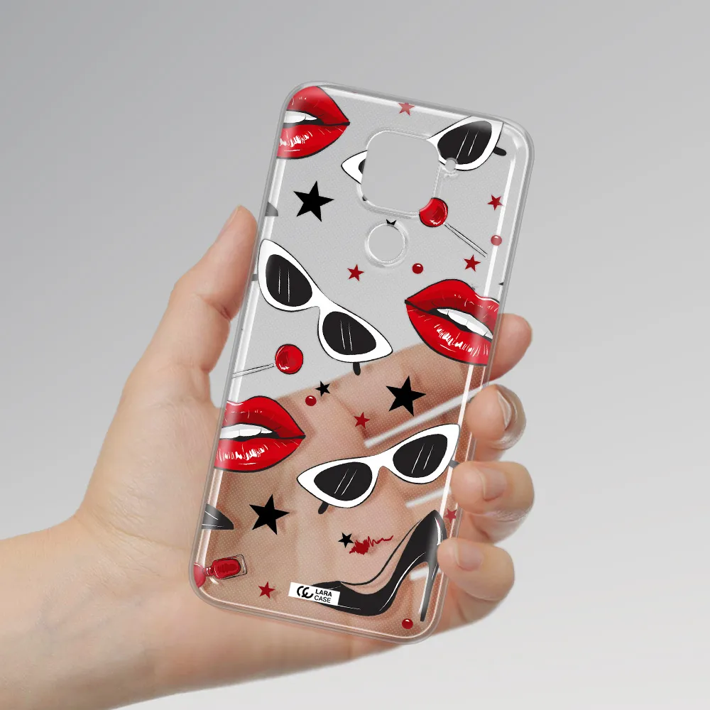 Red Lips Xiaomi Redmi Note 9 Clear TPU Case