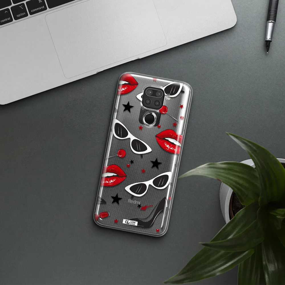 Red Lips Xiaomi Redmi Note 9 Clear TPU Case
