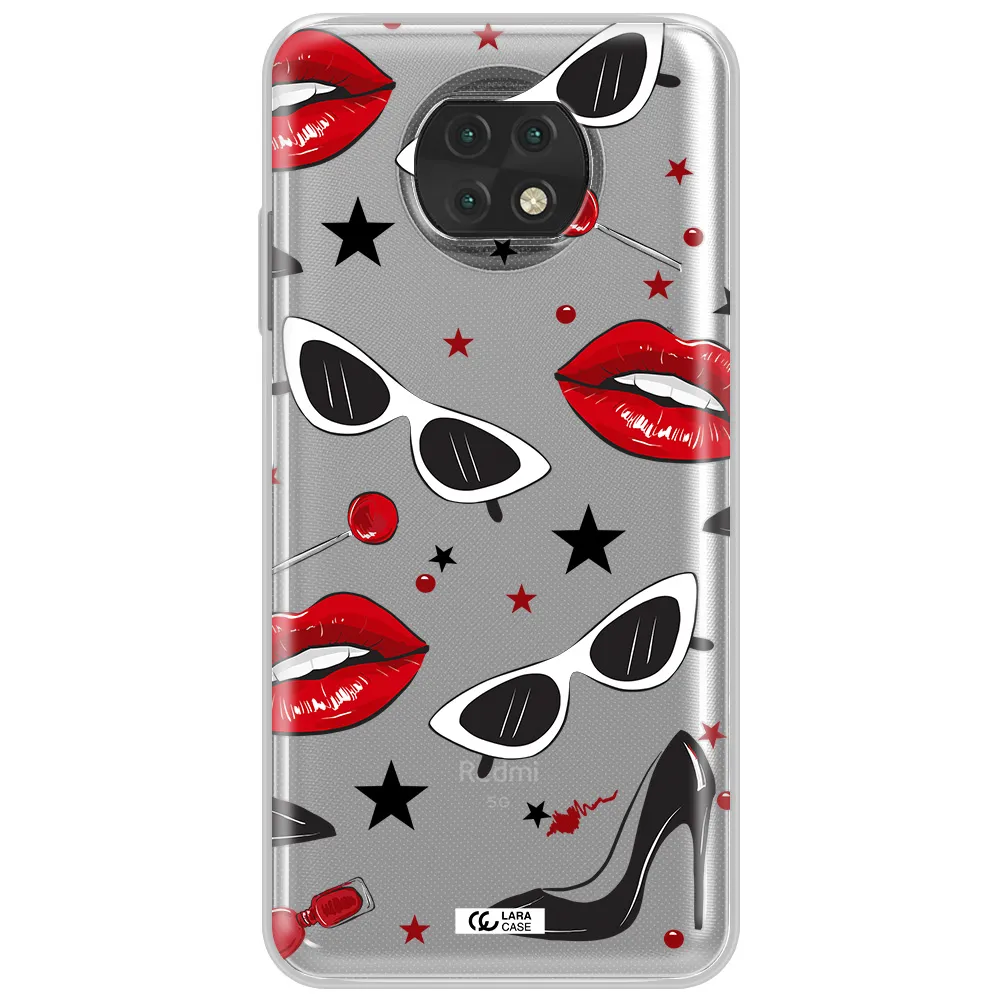 Red Lips Xiaomi Redmi Note 9T Clear Tpu Case