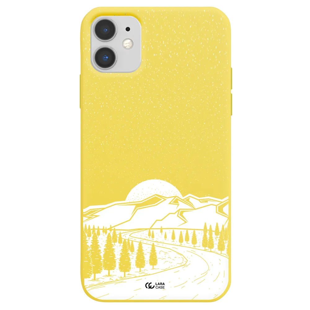 Winter Night Apple iPhone 11 Silicone canary yellow Case
