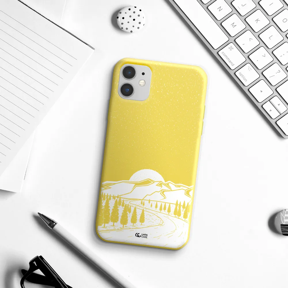 Winter Night Apple iPhone 11 Silicone canary yellow Case