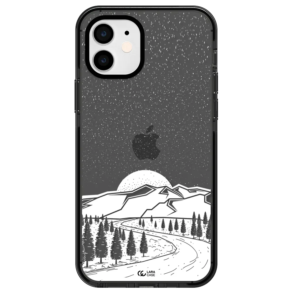 Winter Night Apple iPhone 12 impact Smoke Black Case