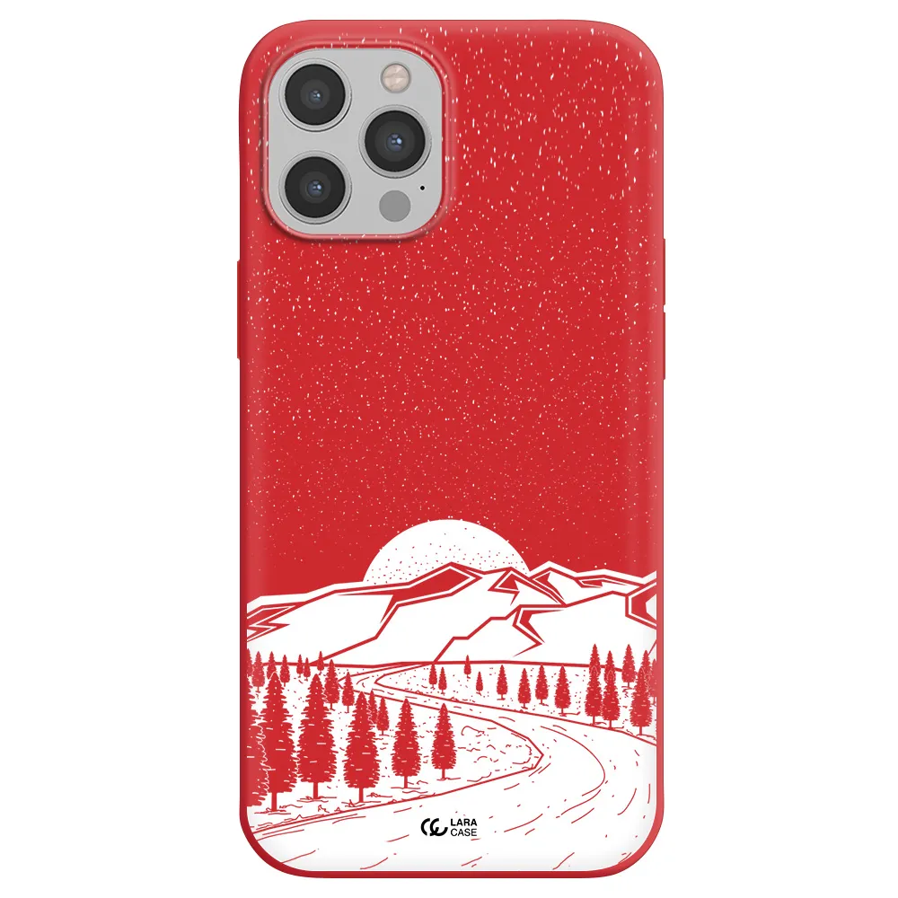 Winter Night Apple iPhone 12 pro Silicone Imperial Red Case