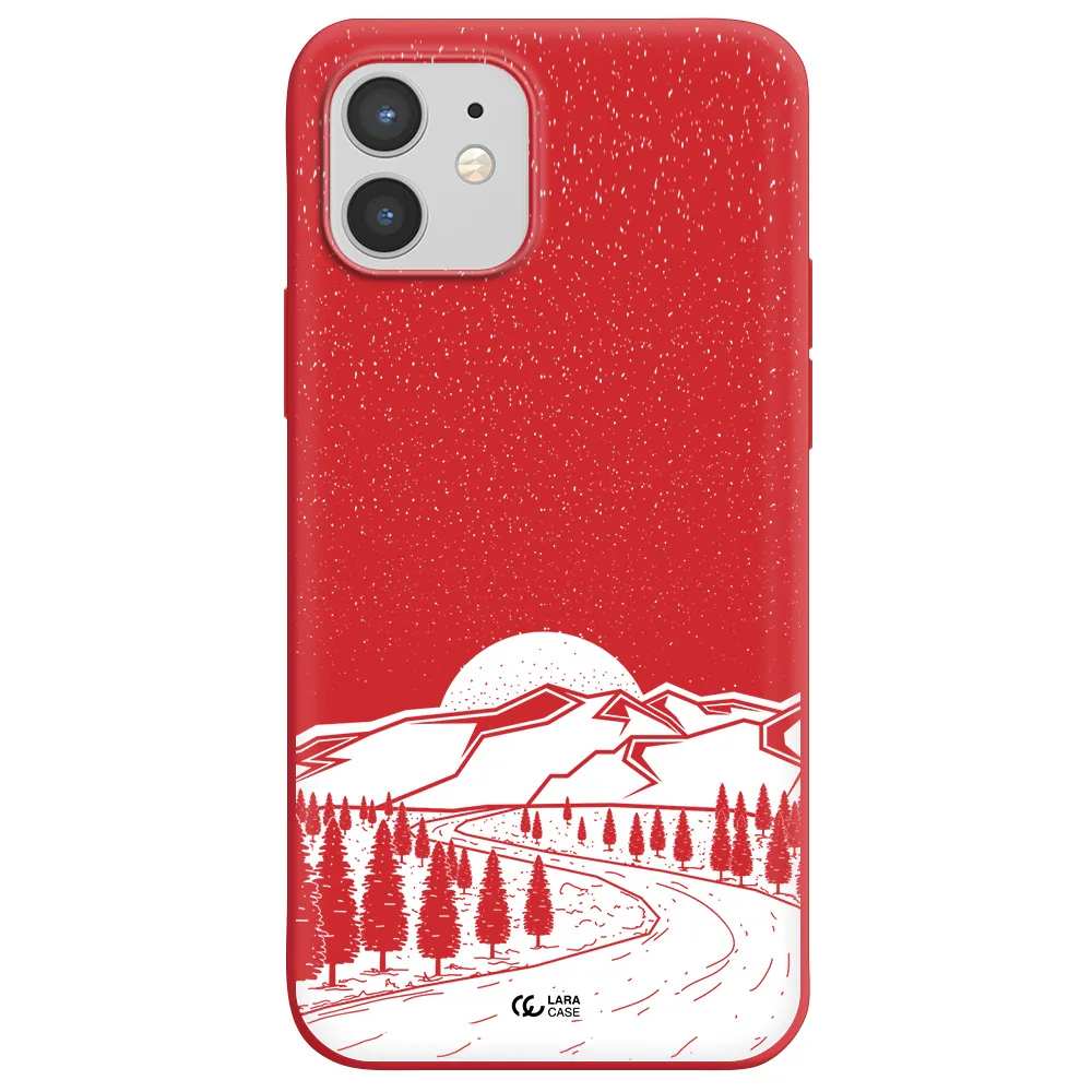 Winter Night Apple iPhone 12 Silicone Imperial Red Case