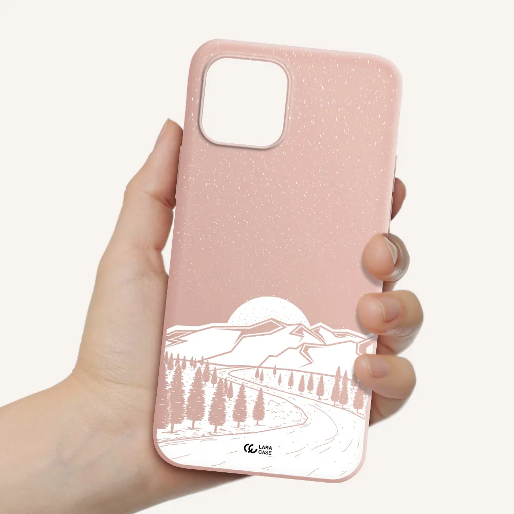 Winter Night Apple iPhone 12 Silicone pastel pink Case