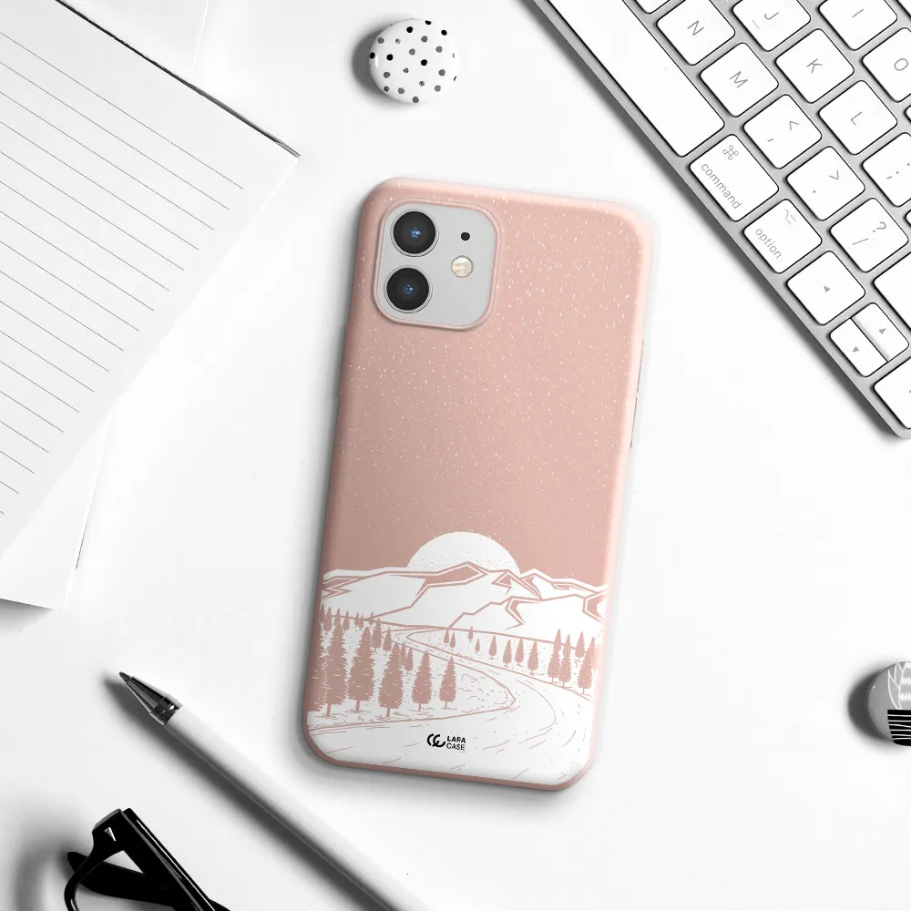 Winter Night Apple iPhone 12 Silicone pastel pink Case