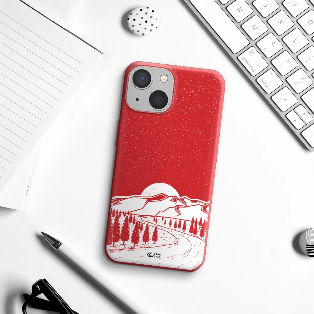 Winter Night Apple iPhone 13 Silicone Imperial Red Case