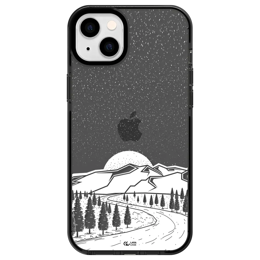 Winter Night Apple iPhone 14 plus impact Smoke Black Case