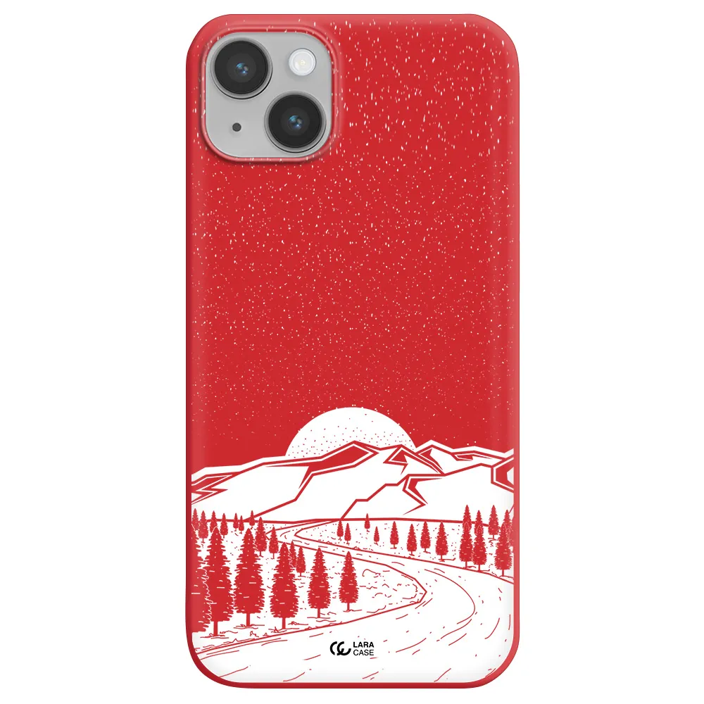 Winter Night Apple iPhone 14 plus Silicone Imperial Red Case