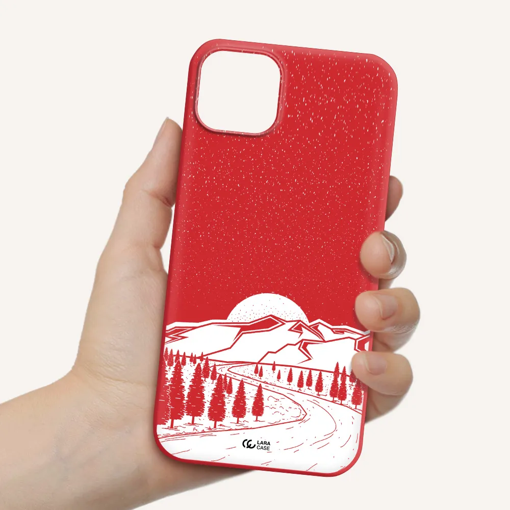 Winter Night Apple iPhone 14 plus Silicone Imperial Red Case