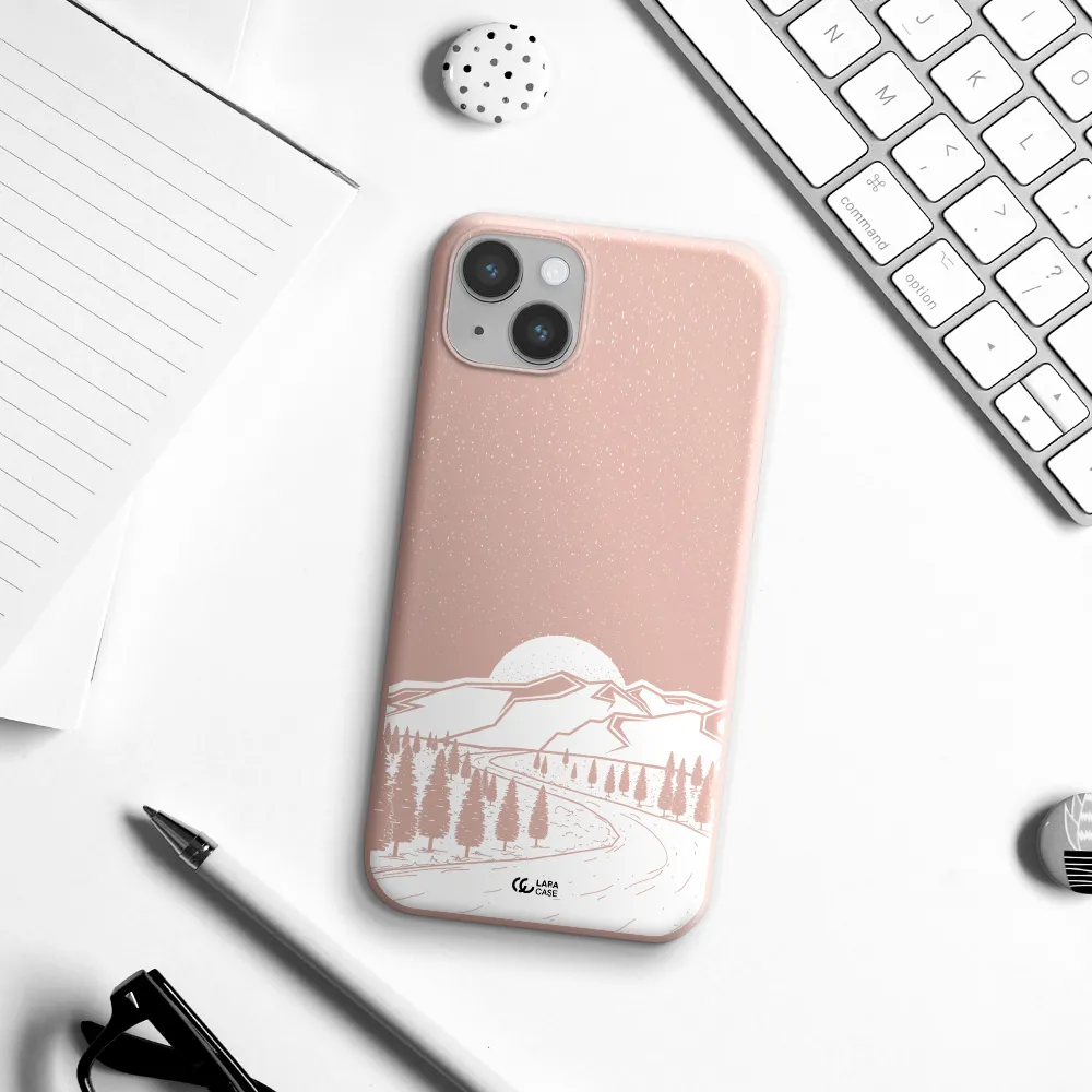 Winter Night Apple iPhone 14 plus Silicone pastel pink Case